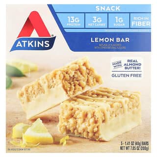 Atkins, 零食，檸檬棒，5 根，每根 1.41 盎司（40 克）
