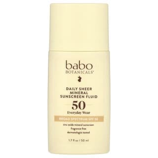 Babo Botanicals, 日常全粹礦物質抗曬乳，SPF 50，無香，1.7 液量盎司（50 毫升）