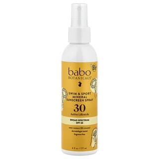 Babo Botanicals, 游泳和運動系列，礦物質抗曬噴霧，SPF 30，6 液量盎司（177 毫升）
