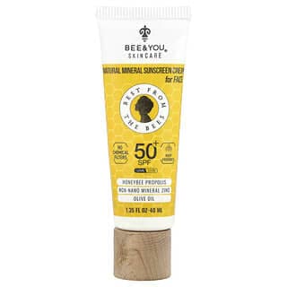 Bee & You, 天然礦物質抗曬霜，面部，50+ SPF，1.35 液量盎司（40 毫升）