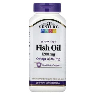 21st Century, 魚油，Omega-3，1200 毫克，90 粒腸溶包衣軟膠囊