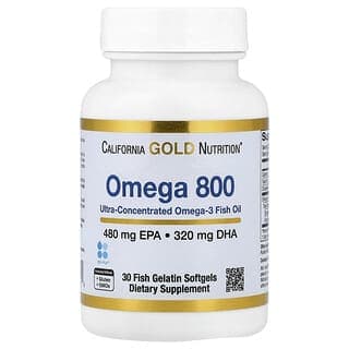 California Gold Nutrition, Omega 800 超濃縮 Omega-3 魚油，KD-Pur® 甘油三酯形式，30 粒魚明膠軟膠囊（每粒軟膠囊 1,000 毫克）