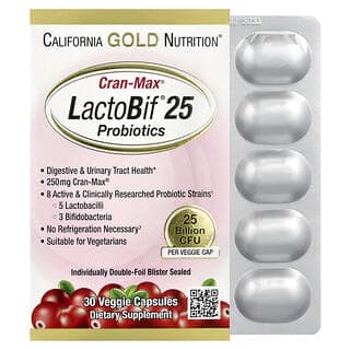 California Gold Nutrition, CranMax® LactoBif® 益生菌，250 億 CFU，30 粒素食膠囊