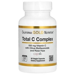 California Gold Nutrition, Total C 複合物，含抗壞血酸、餘甘子提取物、柑橘生物類黃酮和玫瑰果提取物，500 毫克，60 粒素食膠囊