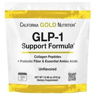 California Gold Nutrition, GLP-1 支援配方，含水解海洋膠原蛋白肽、益生元抗消化纖維混合物和富含亮氨酸的必需氨基酸混合物，原味，14.46 盎司（410 克）