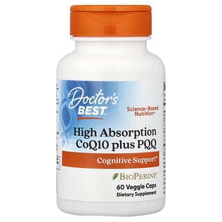 Doctor's Best, 高吸收率輔酶 Q10 和 PQQ,60 粒素食膠囊