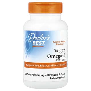 Doctor's Best, 全素 Omega-3,EPA+DHA,60 粒素食軟膠囊(每粒軟膠囊 1,000 毫克)