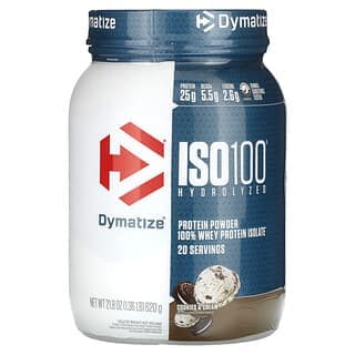 Dymatize, ISO100® Hydrolyzed，全分離乳清蛋白，曲奇和奶油味，1.36 磅（620 克）