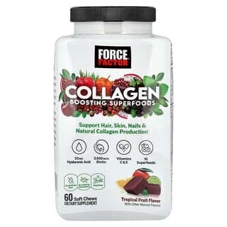 Force Factor, 促膠原蛋白 Superfoods，熱帶水果味，60 片 Superfoods 軟咀嚼片