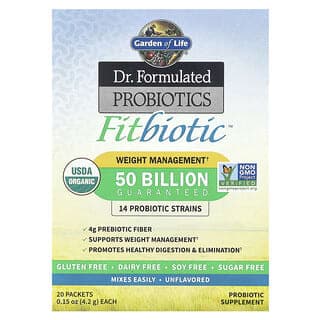 Garden of Life, Dr. Formulated 益生菌，Fitbiotic™，原味，500 億 CFU，20 包，每包 0.15 盎司（4.2 克）