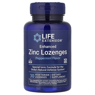 Life Extension, 加強型鋅含片，薄荷味，30 片素食含片（每片 18.75 毫克）