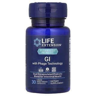 Life Extension, Florassist® 益生菌，帶噬菌體技術的 GI，30 粒液體素食膠囊