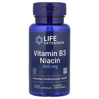 Life Extension, 維生素 B3 煙酸，500 毫克，100 粒素食膠囊