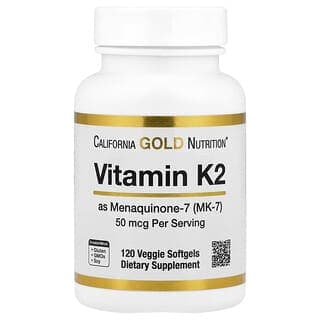 California Gold Nutrition, 維生素 K2（甲萘醌-7），50 微克，120 粒素食軟膠囊