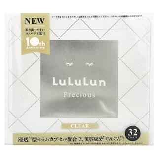 Lululun, 珍貴，美容面膜，透明，白色 4FB，32 片，17 液量盎司（500 毫升）