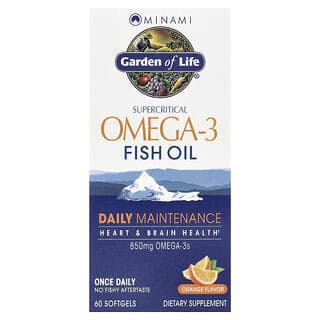 Minami Nutrition, Garden of Life®，超臨界 Omega-3 魚油，橙味，60 粒軟膠囊