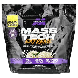 MuscleTech, Mass Tech™ Extreme 2000，香草奶昔味，6 磅（2.72 千克）