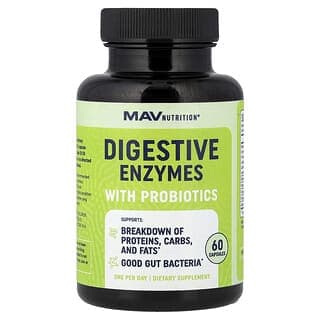 MAV Nutrition, 含強大益生菌菌株的消化酶，60 粒素食膠囊