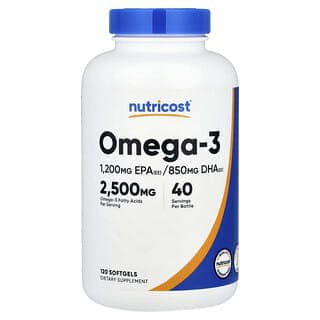 Nutricost, Omega-3,2500 毫克,120 粒軟膠囊(每粒軟膠囊 833 毫克)