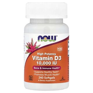 NOW Foods, 維生素 D3，優效，10,000 國際單位，240 粒軟凝膠