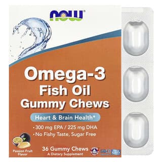 NOW Foods, Omega-3 魚油咀嚼軟糖，西番蓮味，750 毫克，36 粒