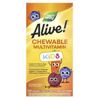 Nature's Way, Alive!® Kids，多維生素咀嚼片，2 歲以上，橙子漿果味，120 片咀嚼片