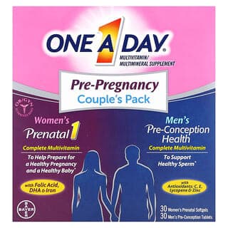 One-A-Day, 備孕夫妻套裝，女性產前健康和男性備孕健康，30 粒女性產前軟膠囊，30 粒男性備孕片劑