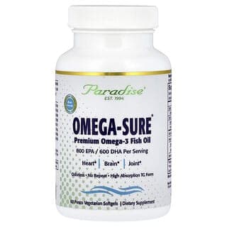Paradise Herbs, Omega-Sure®，優質 Omega-3 魚油，60 粒 Pesco 素食軟膠囊