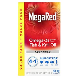 Schiff, MegaRed，Omega-3 魚油和磷蝦油，高階，4 合 1，香草味，500 毫克，80 粒軟膠囊
