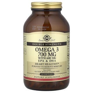 Solgar, Omega-3,EPA 和 DHA,雙重強度,120 粒軟膠囊