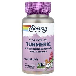 Solaray, 重要提取物，薑黃與鳳梨蛋白酶和乳香，60 粒素食膠囊