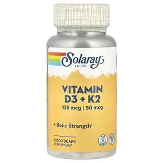 Solaray, 維生素 D3 + K2，無大豆，120 粒素食膠囊