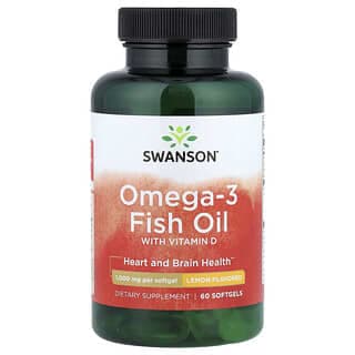 Swanson, 含維生素 D 的 Omega-3 魚油，檸檬味，60 粒軟膠囊
