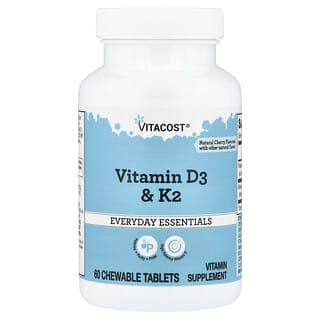 Vitacost, 維生素 D3 和 K2 含片，天然櫻桃，60 片
