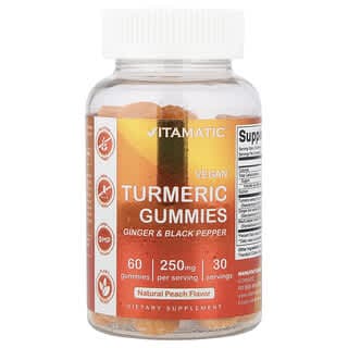 Vitamatic, 全素食薑黃軟糖,天然桃子味,250 毫克,60 粒軟糖(每粒軟糖 125 毫克)