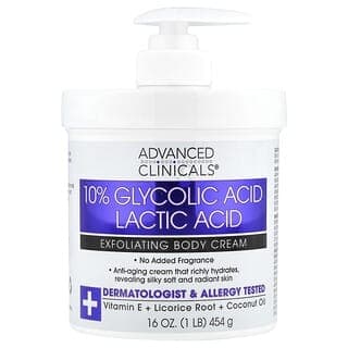 Advanced Clinicals, 10% 羥基乙酸乳酸去角質身體霜,16 盎司(454 克)