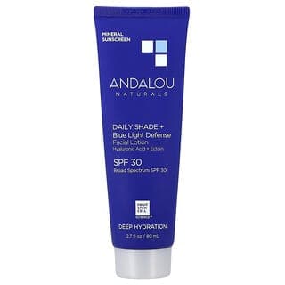 Andalou Naturals, 深層補水,日常修容陰影 + 藍光防御面部乳液,SPF 30,2.7 液量盎司(80 毫升)