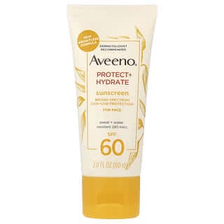 Aveeno, 保護 + 補水,面部抗曬霜,SPF 60,2 液量盎司(60 毫升)