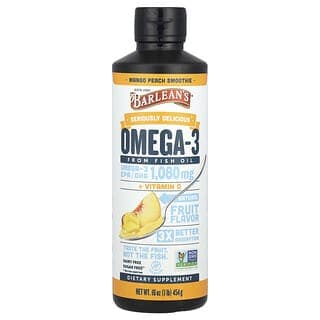 Barlean's, Seriously Delicious®,魚油 Omega-3 Plus 維生素 D,芒果桃子奶昔味,16 盎司(454 克)
