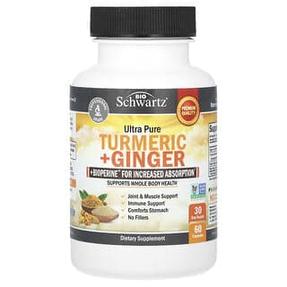 BioSchwartz, 超全淨薑黃 + 姜 + Bioperine,用於增加吸收,60 粒膠囊