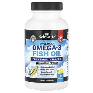 BioSchwartz, 每日一次 Omega-3 魚油,三倍強度,優效力,檸檬味,1200 毫克,100 粒軟膠囊