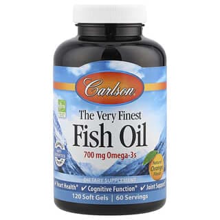 Carlson, 優級魚油,天然橙味,700 毫克,120 粒軟凝膠(每粒軟凝膠 350 毫克)