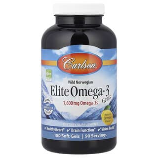 Carlson, Elite Omega-3 Gems® 挪威野生捕撈,天然檸檬味,180 粒軟膠囊