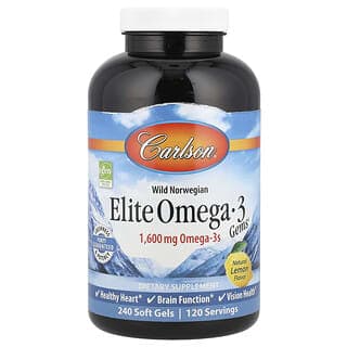 Carlson, Elite Omega 3 Gems,天然檸檬味,1,600 毫克,240 粒軟凝膠(每粒軟凝膠 800 毫克)