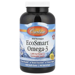 Carlson, 挪威野生魚油,EcoSmart® Omega-3,天然檸檬味,180 粒軟膠囊
