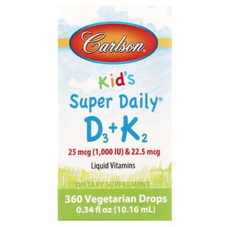 Carlson, Kid's Super Daily® D3 + K2,0.34 液量盎司(10.16 毫升)
