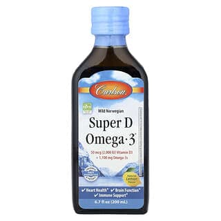 Carlson, 野生挪威超級 D Omega-3,天然檸檬味,6.7 液量盎司(200 毫升)