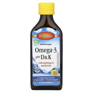 Carlson, Wild Norwegian,Omega 3 Plus D 和 K,天然檸檬味,6.7 液量盎司(200 毫升)