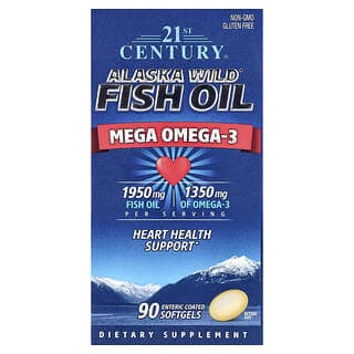 21st Century, 阿拉斯加野生魚油,Mega Omega 3,90 粒腸溶包衣軟凝膠