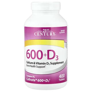 21st Century, 600 + 維生素 D3,鈣和維生素 D3 補充劑,400 片